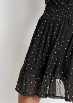 bonprix Kleider|Bekleidung·Pullover & Strickjacken^Minikleid schwarz/wollweiß gepunktet