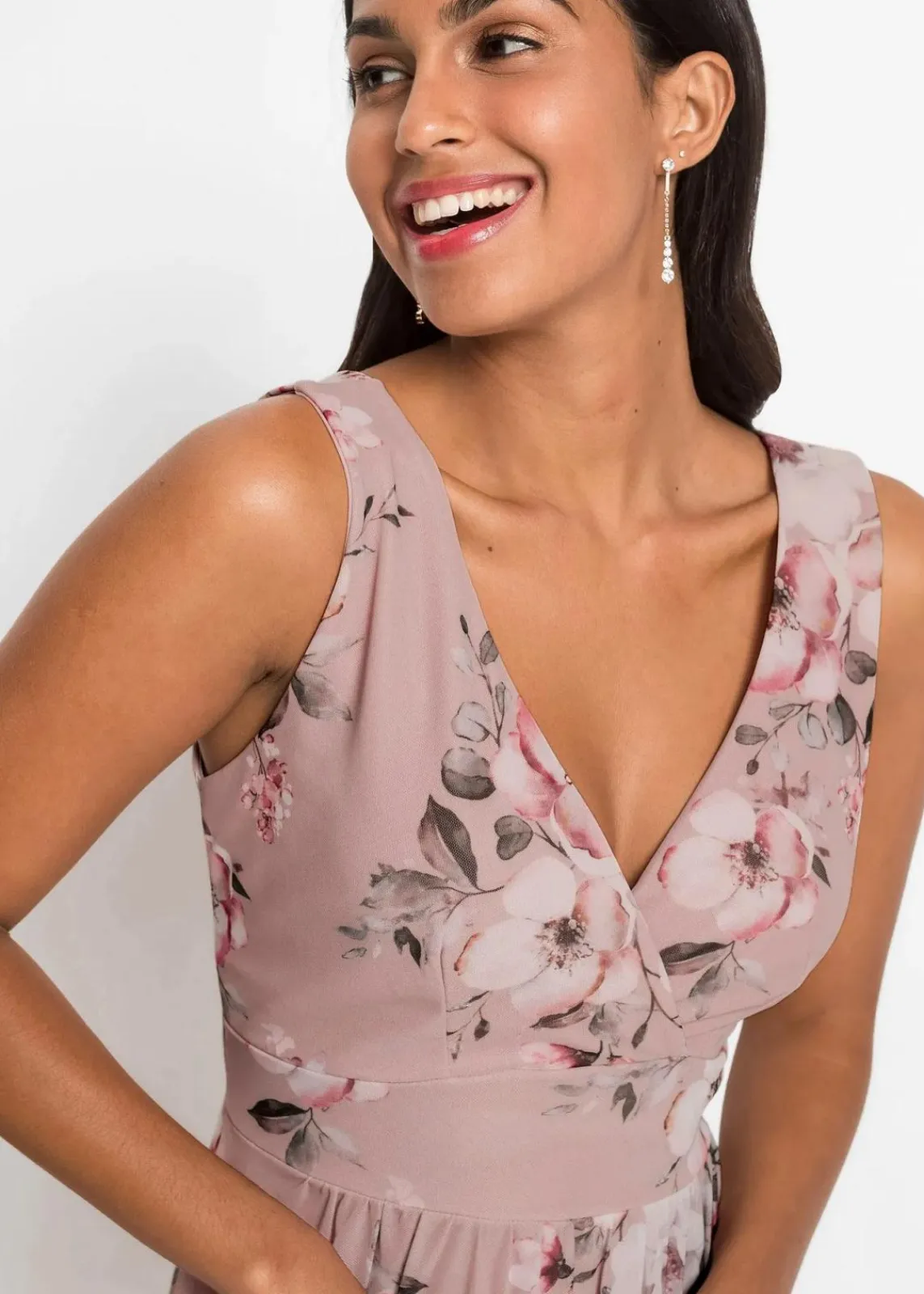 bonprix Kleider|Bekleidung·Pullover & Strickjacken^Minikleid rosa geblümt