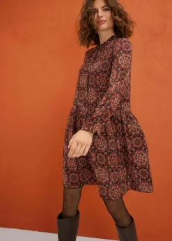 bonprix Kleider|Bekleidung·Pullover & Strickjacken^Minikleid dunkelbraun/mokkabraun bedruckt