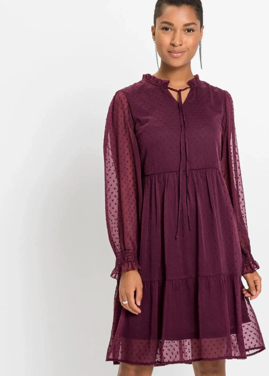bonprix Kleider|Bekleidung·Pullover & Strickjacken^Minikleid weinrot