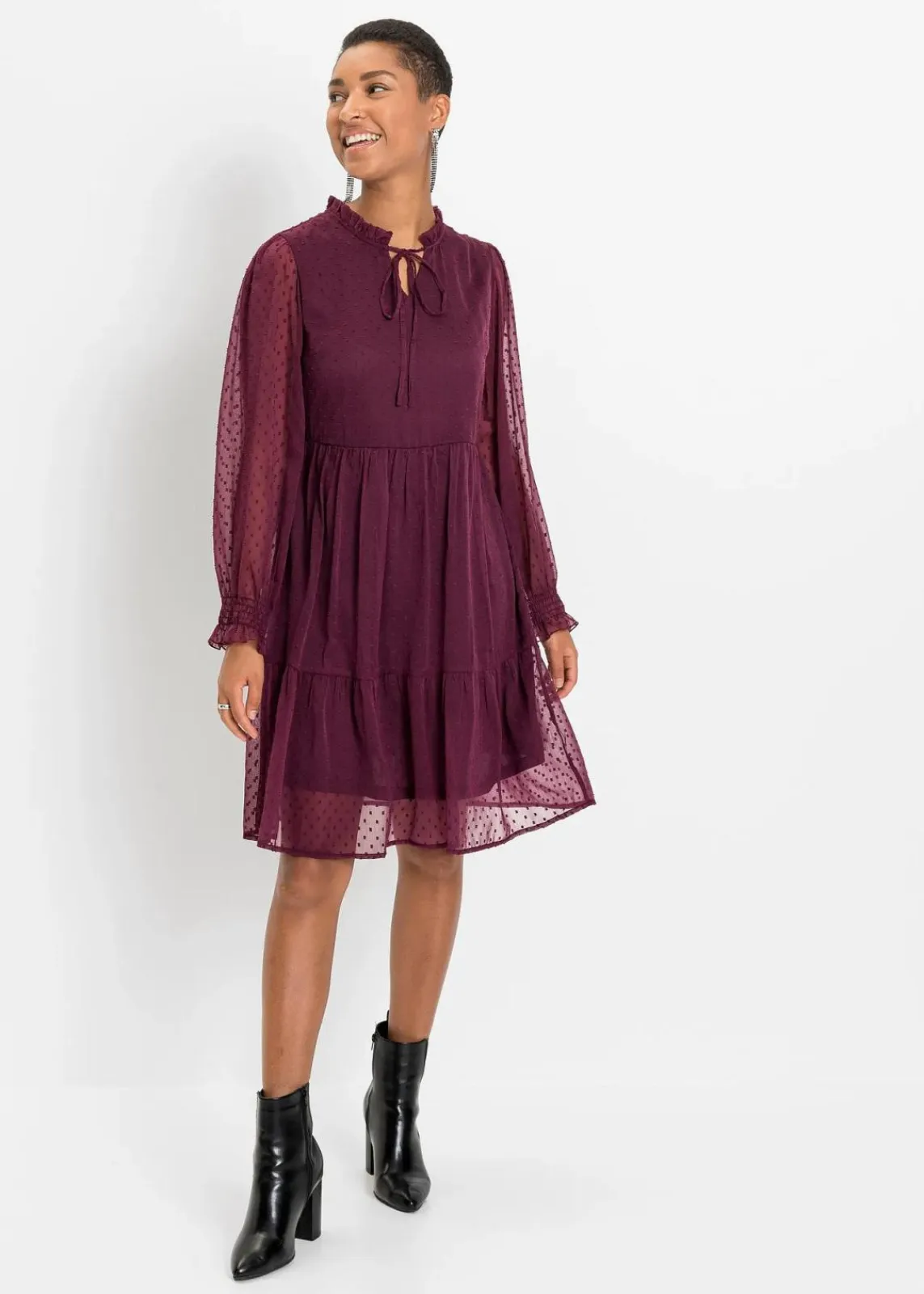 bonprix Kleider|Bekleidung·Pullover & Strickjacken^Minikleid weinrot