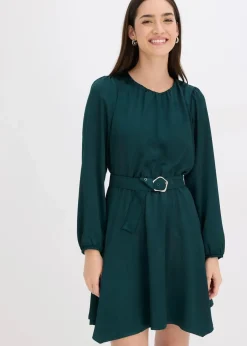 bonprix Bekleidung·Pullover & Strickjacken|Kleider^Minikleid tiefgrün