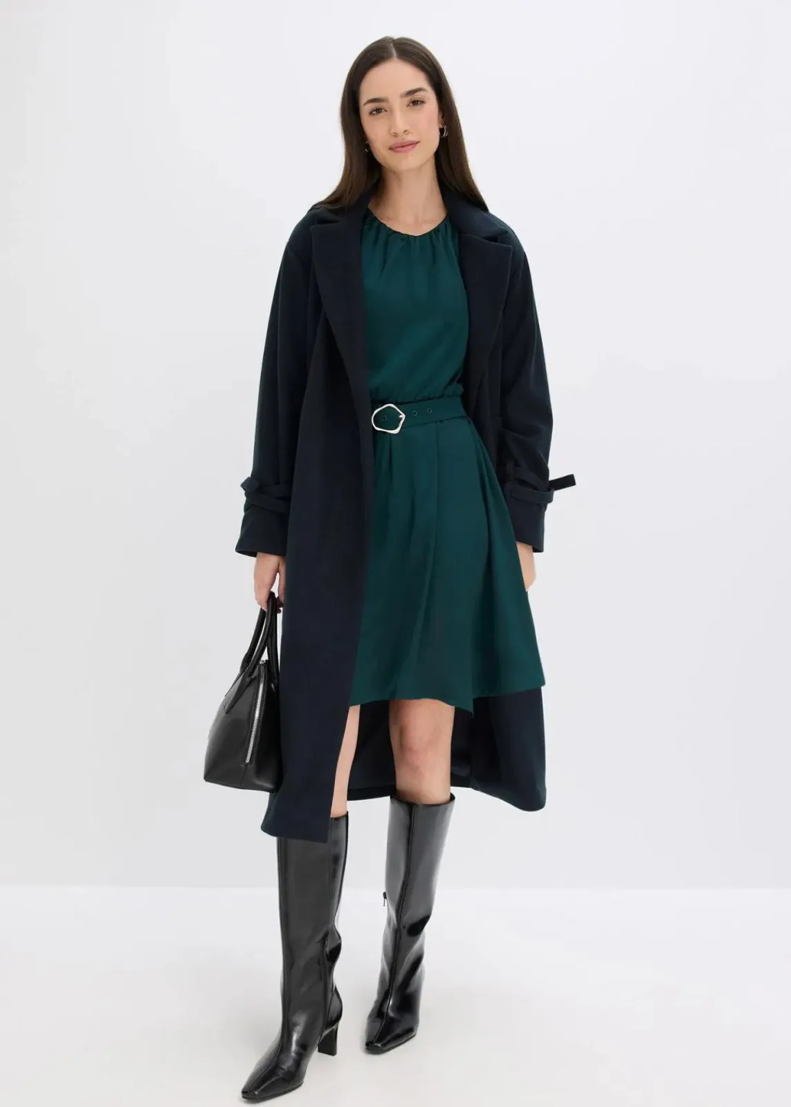 bonprix Bekleidung·Pullover & Strickjacken|Kleider^Minikleid tiefgrün