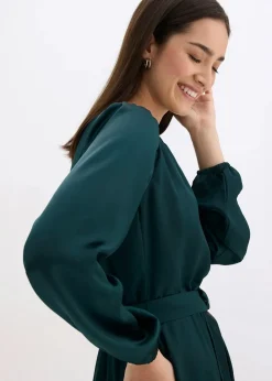 bonprix Bekleidung·Pullover & Strickjacken|Kleider^Minikleid tiefgrün