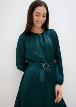 bonprix Bekleidung·Pullover & Strickjacken|Kleider^Minikleid tiefgrün
