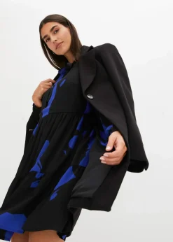 bonprix Nachhaltigere Materialien|Kleider^Minikleid schwarz/saphirblau bedruckt