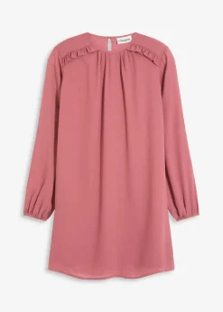 bonprix Bekleidung·Pullover & Strickjacken|Kleider^Minikleid aus Chiffon mit Rüschen softbeere