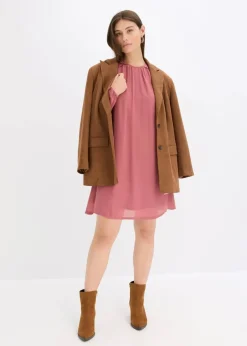 bonprix Bekleidung·Pullover & Strickjacken|Kleider^Minikleid aus Chiffon mit Rüschen softbeere