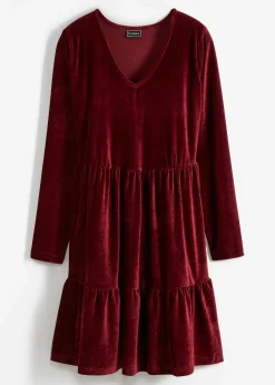 bonprix Kleider|Bekleidung·Pullover & Strickjacken^Minikleid aus elastischen Samt ahornrot