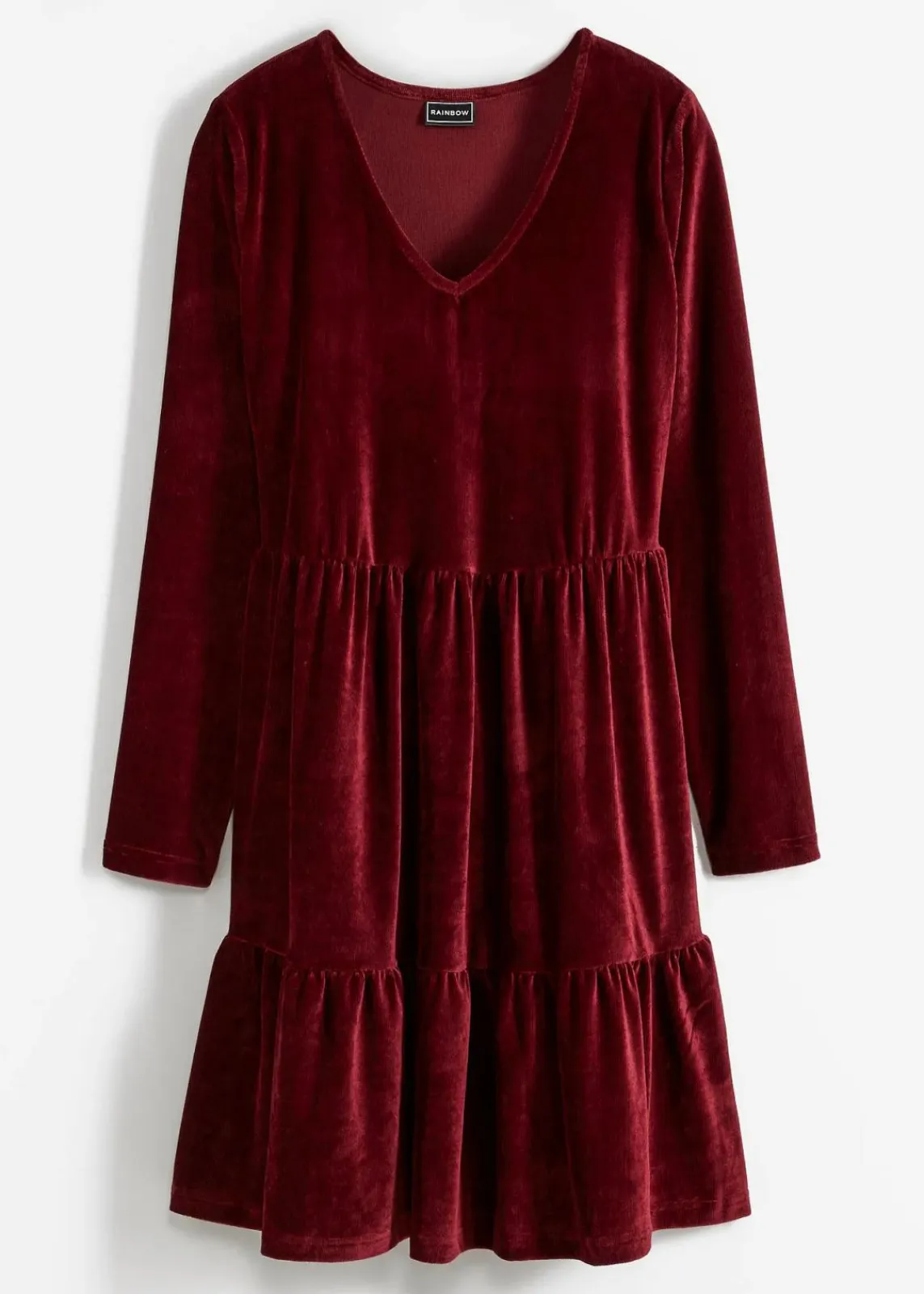bonprix Kleider|Bekleidung·Pullover & Strickjacken^Minikleid aus elastischen Samt ahornrot