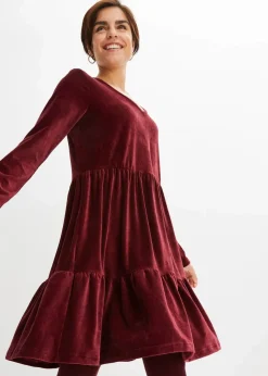 bonprix Kleider|Bekleidung·Pullover & Strickjacken^Minikleid aus elastischen Samt ahornrot