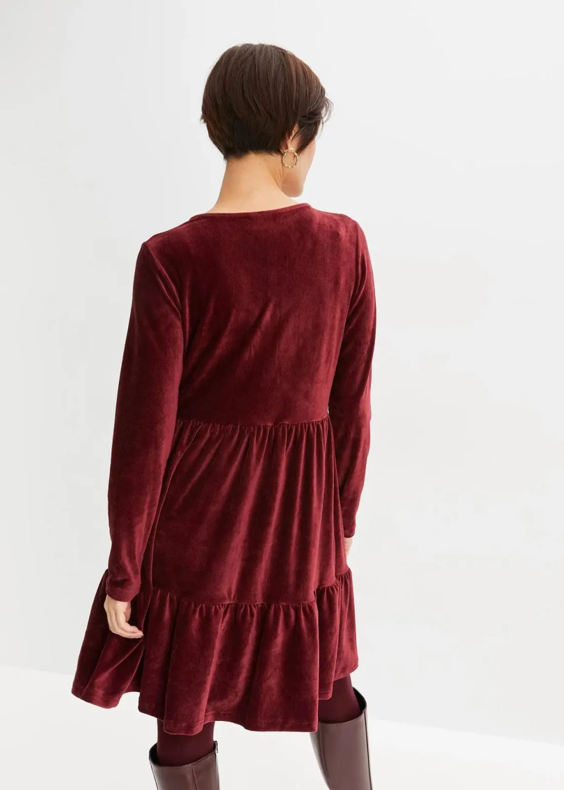 bonprix Kleider|Bekleidung·Pullover & Strickjacken^Minikleid aus elastischen Samt ahornrot