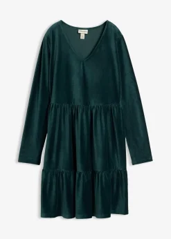 bonprix Kleider|Bekleidung·Pullover & Strickjacken^Minikleid aus elastischen Samt tiefgrün