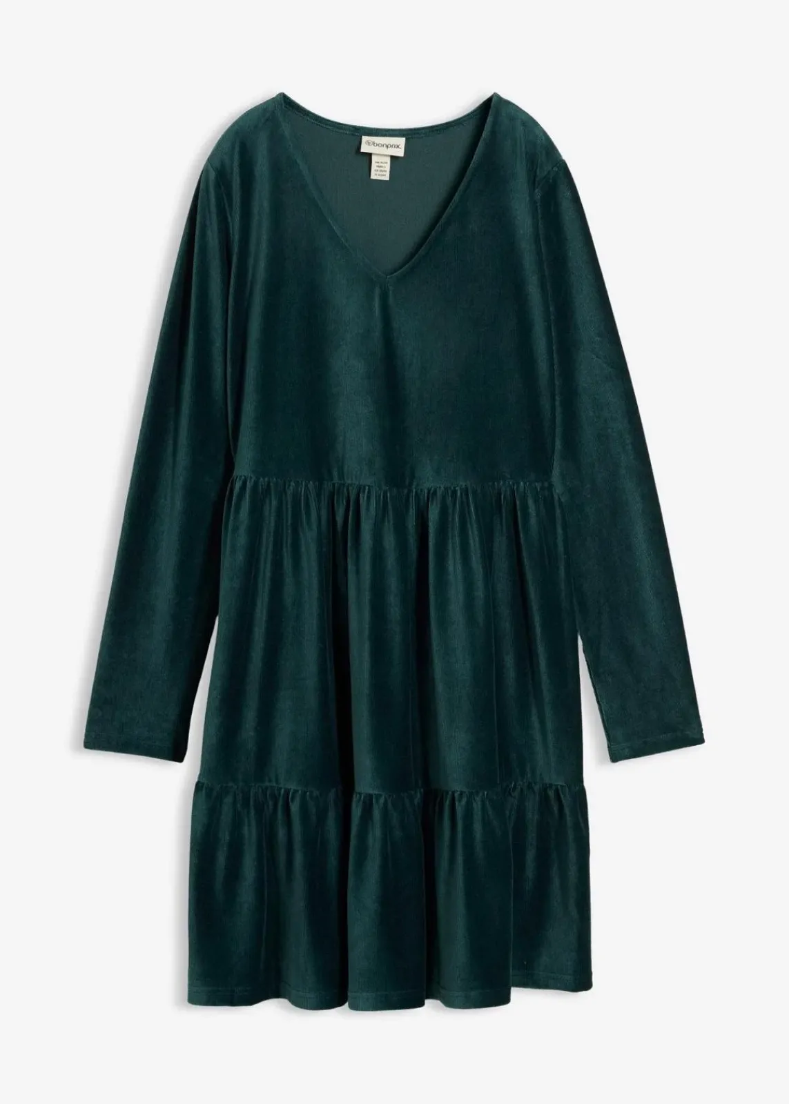bonprix Kleider|Bekleidung·Pullover & Strickjacken^Minikleid aus elastischen Samt tiefgrün