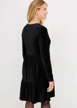 bonprix Kleider|Bekleidung·Pullover & Strickjacken^Minikleid aus elastischen Samt schwarz