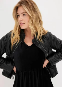 bonprix Kleider|Bekleidung·Pullover & Strickjacken^Minikleid aus elastischen Samt schwarz