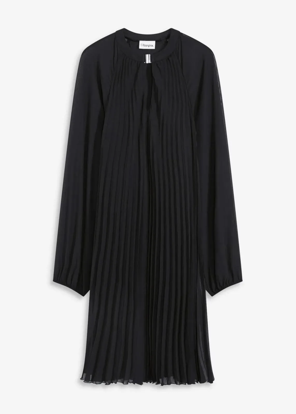 bonprix Kleider|Festliche Mode^Minikleid aus feinem Chiffon mit Plisseé schwarz
