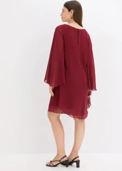 bonprix Bekleidung·Pullover & Strickjacken|Festliche Mode^Minikleid aus feinem Chiffon rubinrot