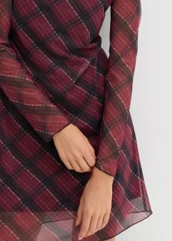 bonprix Kleider^Minikleid aus feinem Mesh dunkelrot kariert