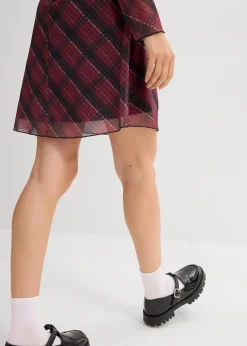 bonprix Kleider^Minikleid aus feinem Mesh dunkelrot kariert