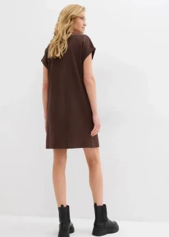 bonprix Bekleidung·Pullover & Strickjacken|Kleider^Minikleid aus fester Interlock-Qualität mit Taschen dunkelbraun