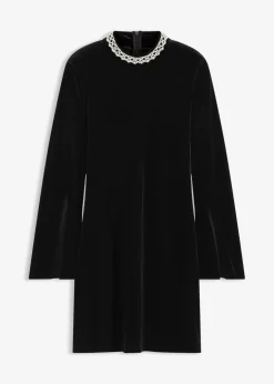 bonprix Kleider^Minikleid aus fließendem Samt schwarz