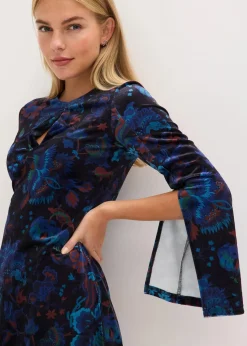 bonprix Bekleidung·Pullover & Strickjacken^Minikleid aus fließendem Samt schwarz