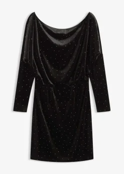 bonprix Kleider|Bekleidung·Pullover & Strickjacken^Minikleid aus fließendem Samt und Glitzer schwarz
