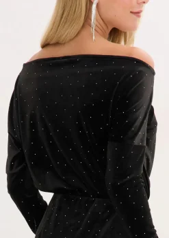 bonprix Kleider|Bekleidung·Pullover & Strickjacken^Minikleid aus fließendem Samt und Glitzer schwarz