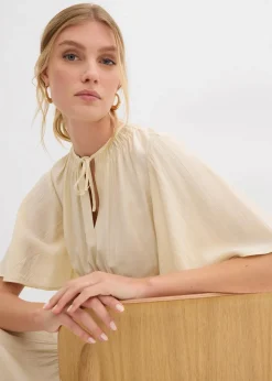 bonprix Kleider|Bekleidung·Pullover & Strickjacken^Minikleid aus fließendem Viskose-Mix natur