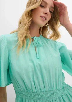 bonprix Bekleidung·Pullover & Strickjacken|Kleider^Minikleid aus fließendem Viskose-Mix mentholblau