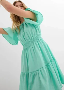 bonprix Bekleidung·Pullover & Strickjacken|Kleider^Minikleid aus fließendem Viskose-Mix mentholblau