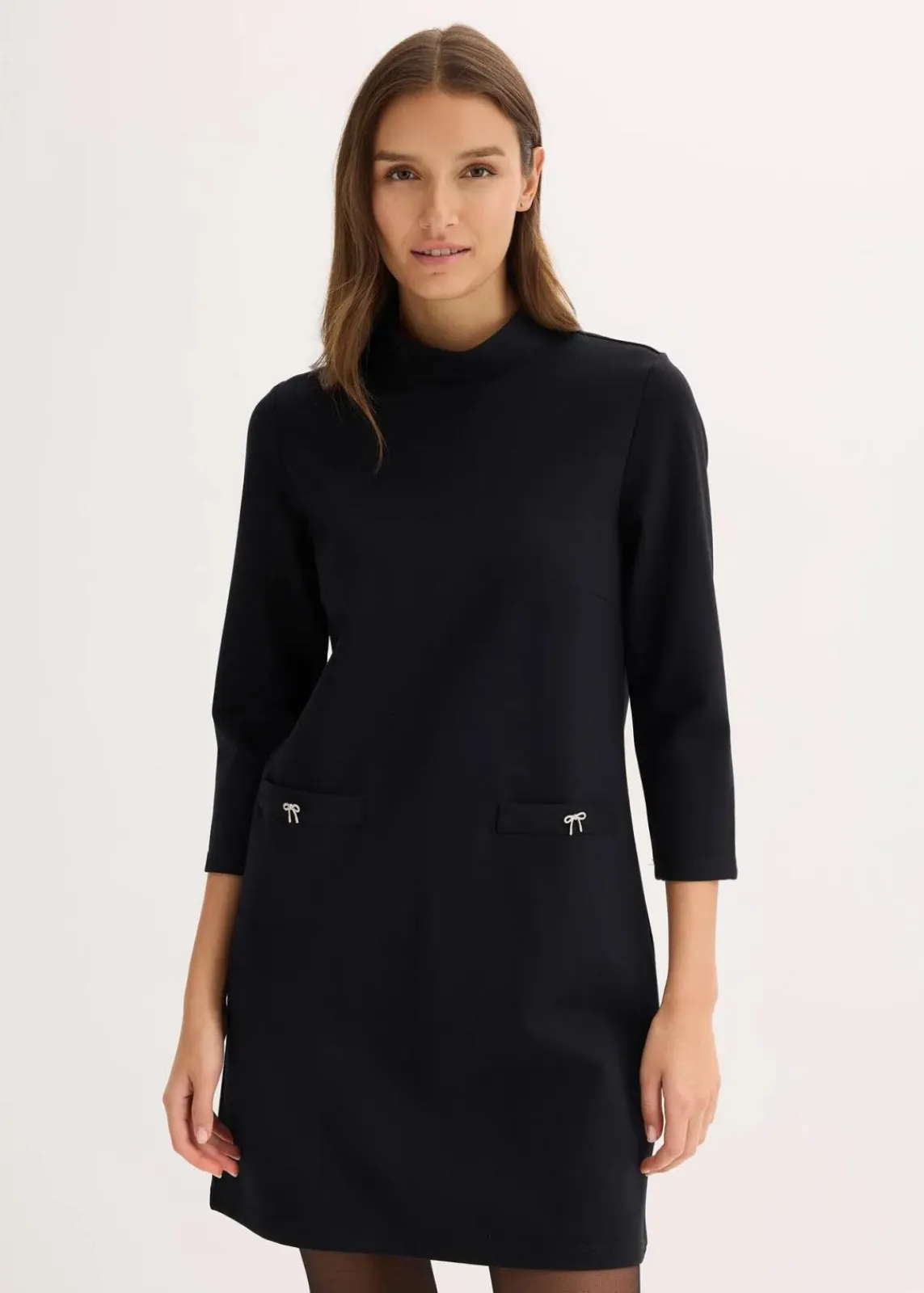 bonprix Bekleidung·Pullover & Strickjacken|Kleider^Minikleid aus fließendem Viskose-Mix schwarz
