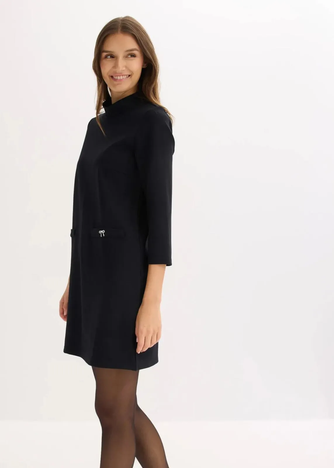bonprix Bekleidung·Pullover & Strickjacken|Kleider^Minikleid aus fließendem Viskose-Mix schwarz