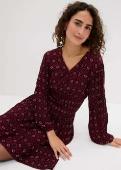 bonprix Kleider|Nachhaltigere Materialien^Minikleid aus fließender Viskose weinrot