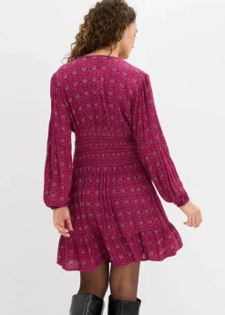 bonprix Nachhaltigere Materialien|Kleider^Minikleid aus fließender Viskose violett bedruckt
