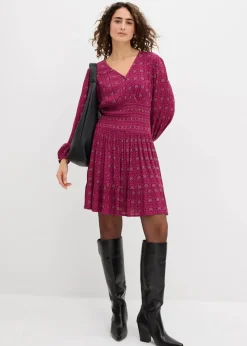 bonprix Nachhaltigere Materialien|Kleider^Minikleid aus fließender Viskose violett bedruckt
