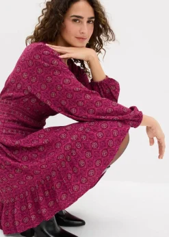 bonprix Nachhaltigere Materialien|Kleider^Minikleid aus fließender Viskose violett bedruckt