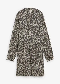 bonprix Kleider|Bekleidung·Pullover & Strickjacken^Minikleid aus fließender Viskose anthrazit/kieselbeige geblümt