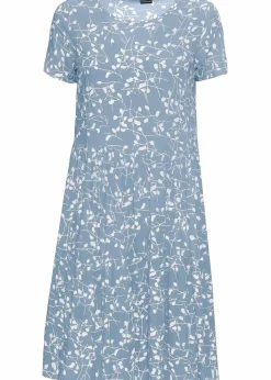 bonprix Bekleidung·Pullover & Strickjacken|Kleider^Minikleid aus fließender Viskose hellblau/wollweiß geblümt