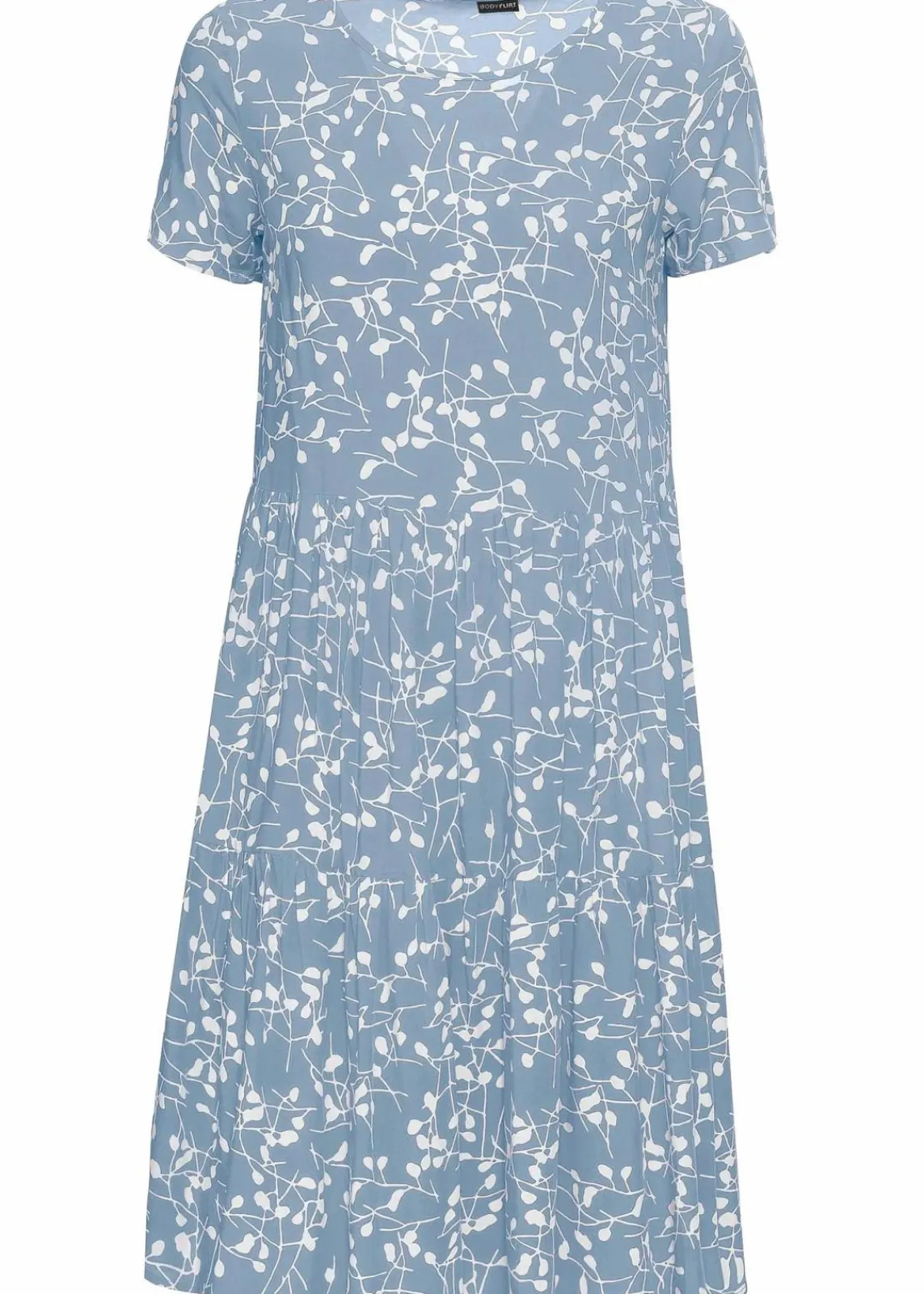 bonprix Bekleidung·Pullover & Strickjacken|Kleider^Minikleid aus fließender Viskose hellblau/wollweiß geblümt