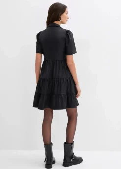 bonprix Bekleidung·Pullover & Strickjacken|Kleider^Minikleid aus glänzendem Material schwarz