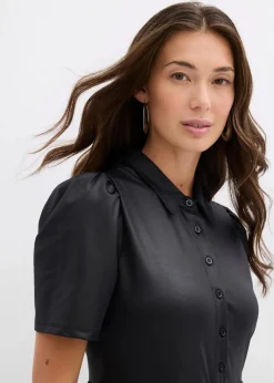 bonprix Bekleidung·Pullover & Strickjacken|Kleider^Minikleid aus glänzendem Material schwarz