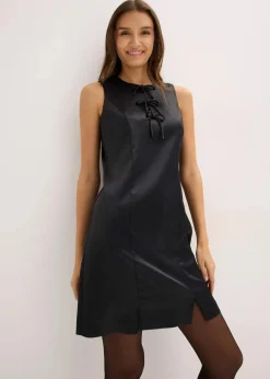 bonprix Bekleidung·Pullover & Strickjacken|Kleider^Minikleid aus glänzendem Satin schwarz