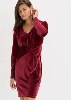 bonprix Bekleidung·Pullover & Strickjacken|Festliche Mode^Minikleid aus glänzendem Samt rubinrot