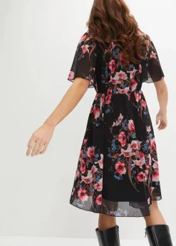 bonprix Kleider|Bekleidung·Pullover & Strickjacken^Minikleid aus Mesh schwarz geblümt