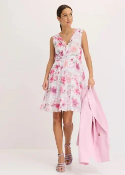 bonprix Nachhaltigere Materialien|Kleider^Minikleid aus Mesh wollweiß floral