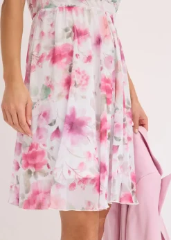 bonprix Nachhaltigere Materialien|Kleider^Minikleid aus Mesh wollweiß floral