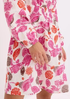 bonprix Kleider^Minikleid aus Musselin wollweiß bedruckt