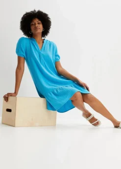 bonprix Bekleidung·Pullover & Strickjacken|Kleider^Minikleid aus Musselin türkis